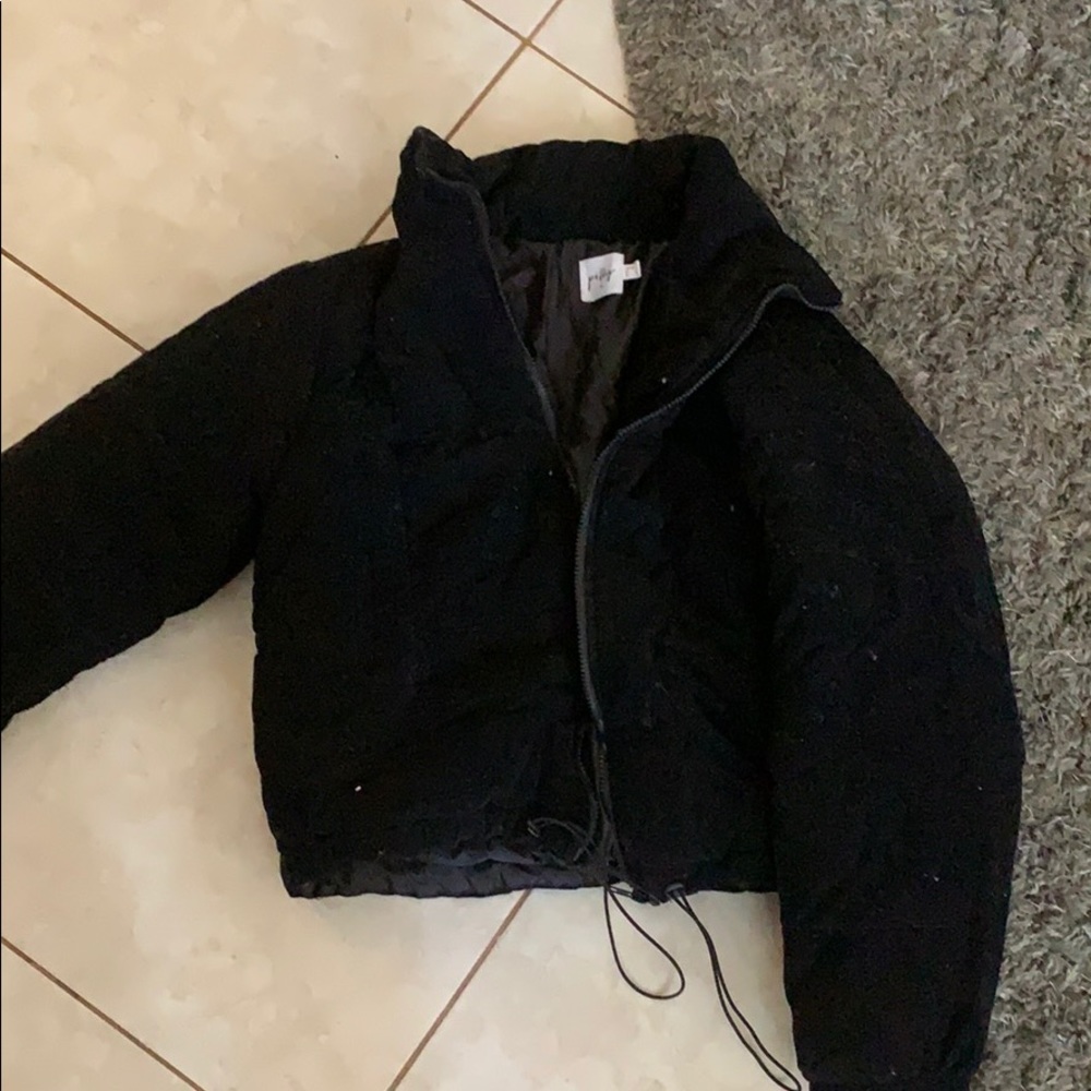 Princess Polly puffy bomber jacket. black
